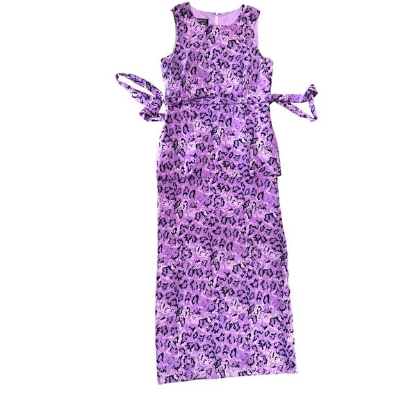 All Silk Vintage Dress by Spencer Jeremy 8 Purple Abstract Print Maxi Cocktail - Picture 7 of 11